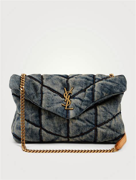 ysl denim blue bag|ysl small denim puffer bag.